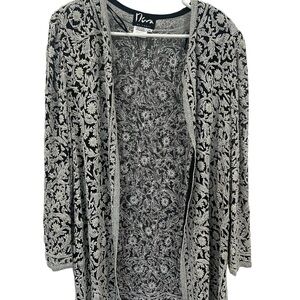 Rare! Hand beaded silk Black and White Floral Women's Jacket